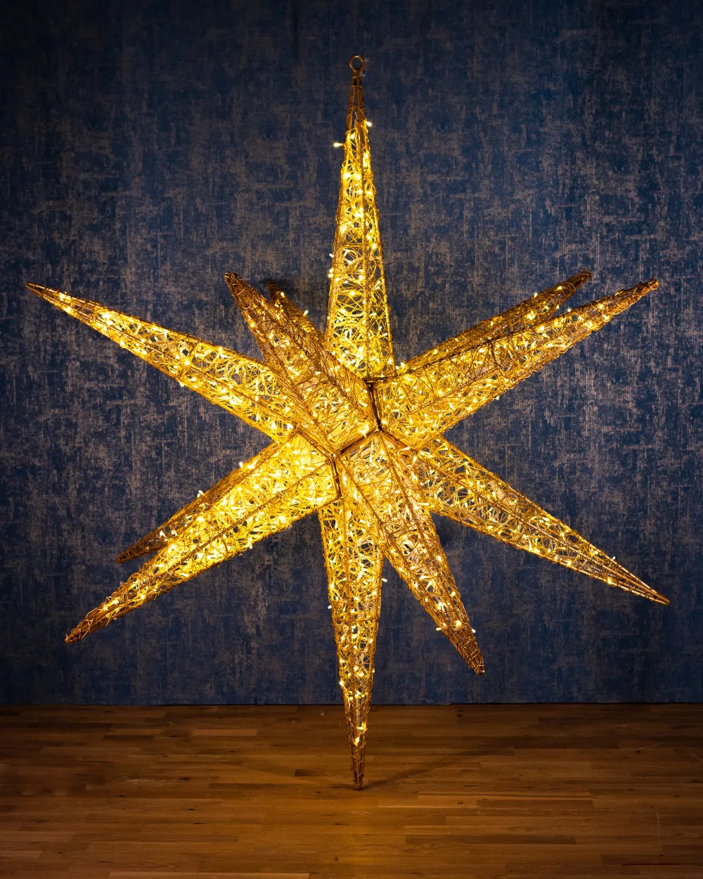 LED-Stern TWELVER – zwölfzackige Lichtskulptur, 200 cm, gold